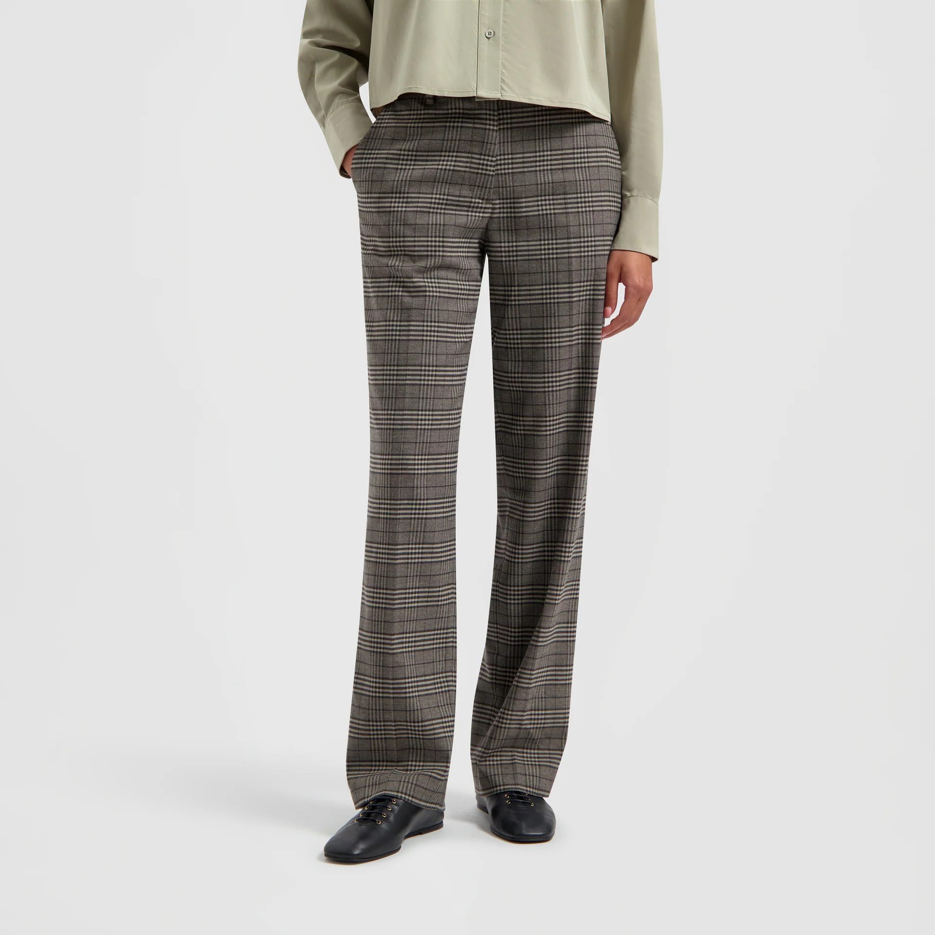 OLAF Check tailored straight pantalon Grey check