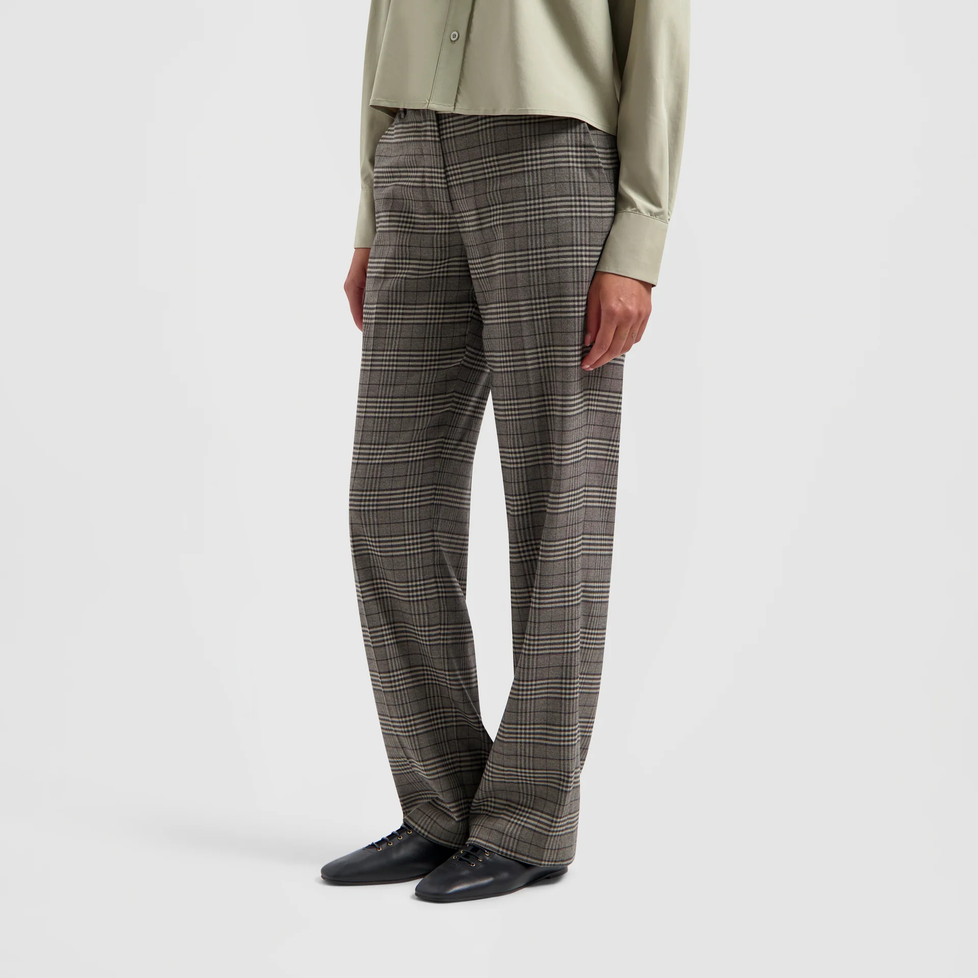 OLAF Check tailored straight pantalon Grey check