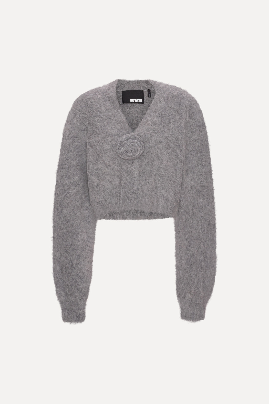 ROTATE Knit cropped cardigan Grey melange