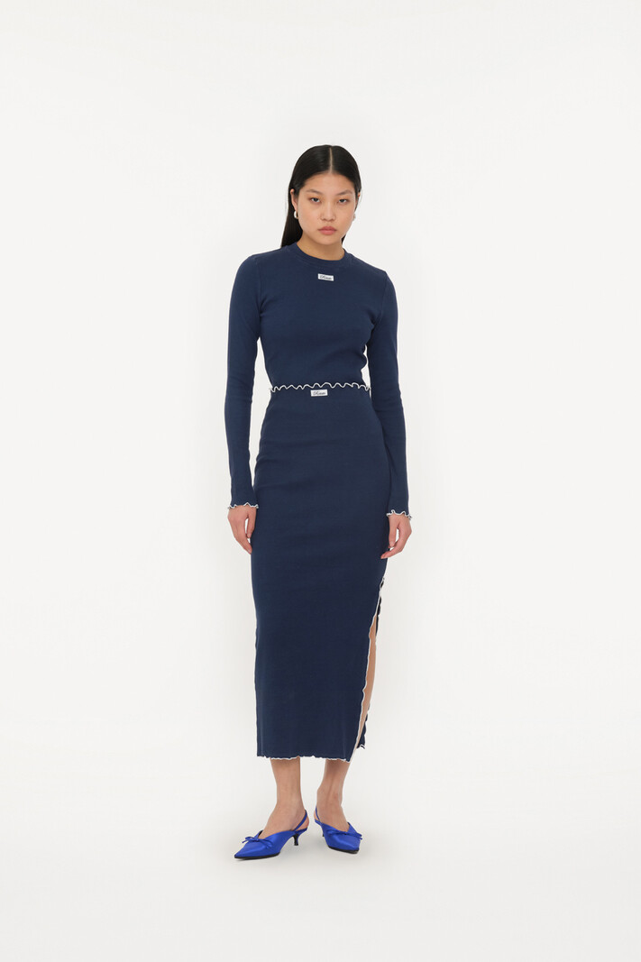ROTATE Rib longsleeve top Navy Blazer