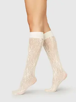 Swedish Stockings Rosa lace Kniekousen Ivory