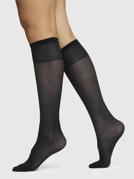 Swedish Stockings Doris Dots kniekousen Black