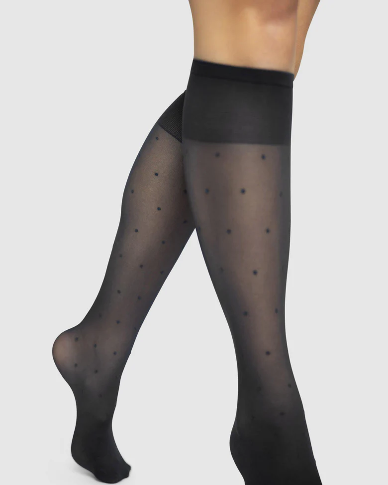 Swedish Stockings Doris Dots kniekousen Black