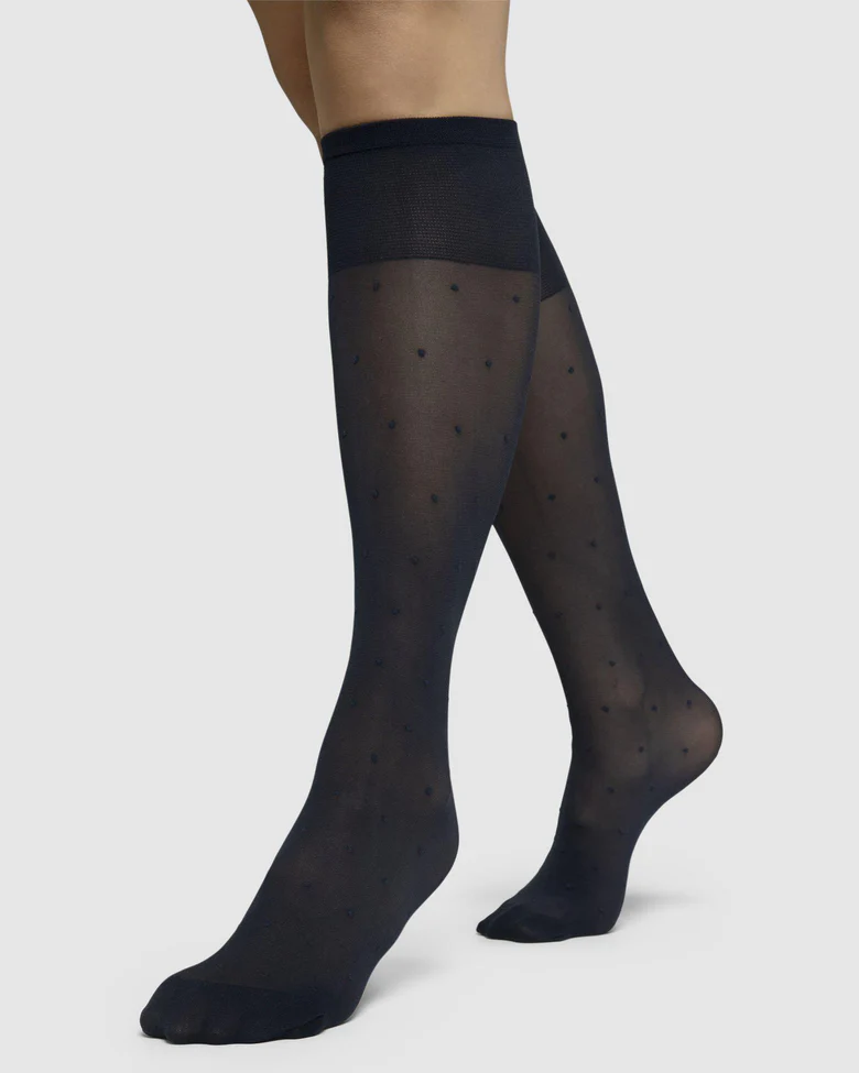 Swedish Stockings Doris Dots kniekousen Black