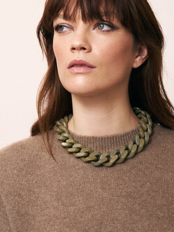 Vanessa Baroni Flat chain Ketting Light olive marble