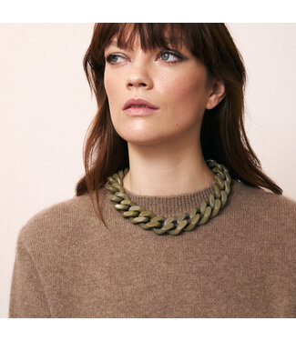 Vanessa Baroni Flat chain Ketting Light olive marble