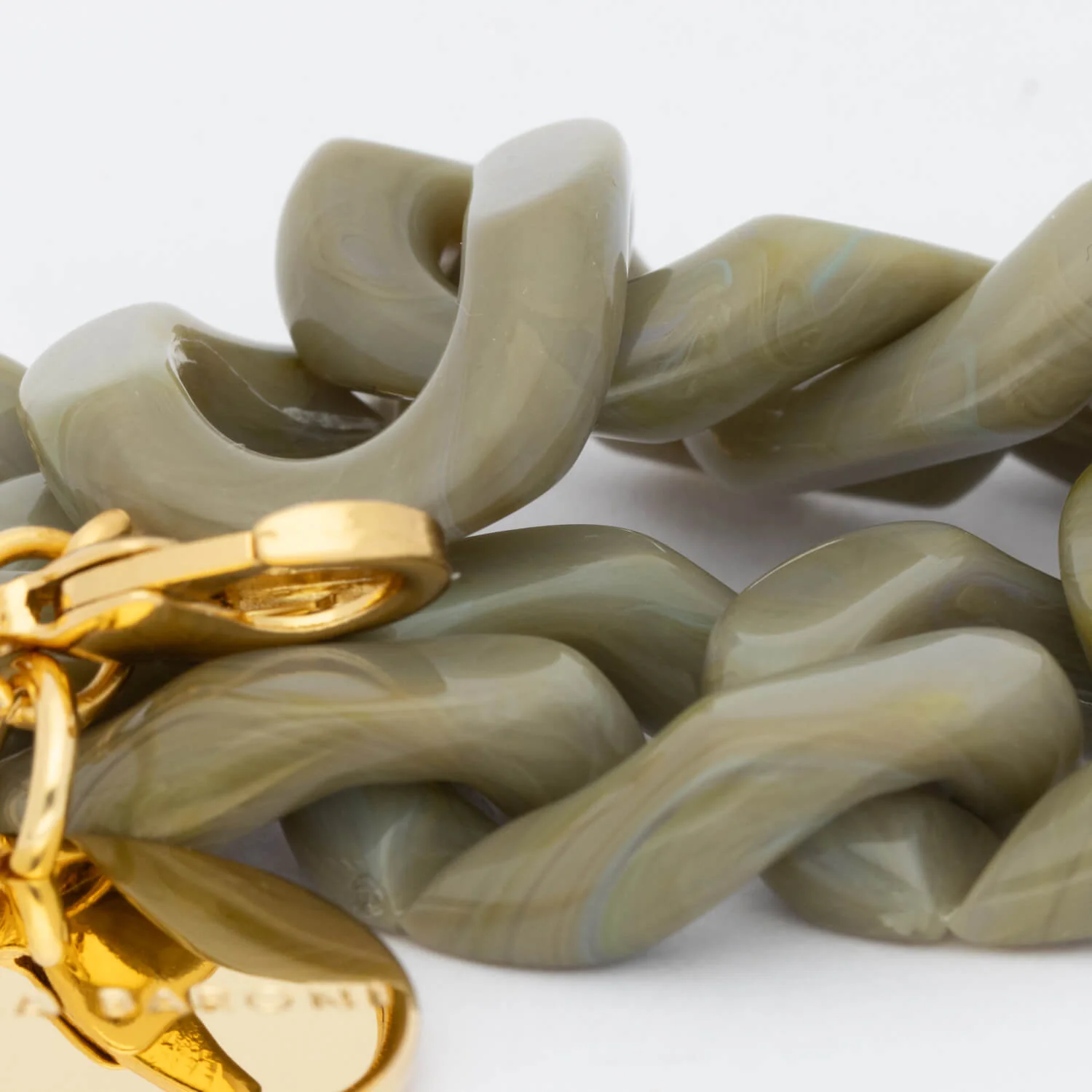 Vanessa Baroni Flat chain Ketting Light olive marble