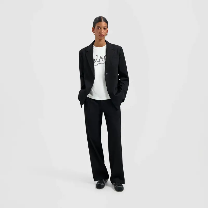 OLAF Pinstripe Barrel Leg pantalon Black / White