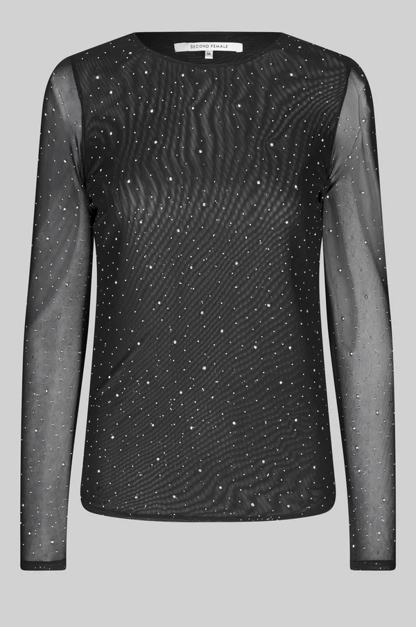 Second Female Edgy o-neck tee Black