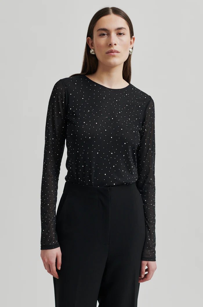 Second Female Edgy o-neck tee Black