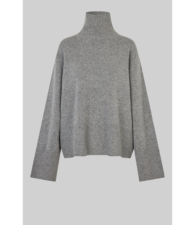 Second Female Alpha knit T-neck Mid Grey Melange