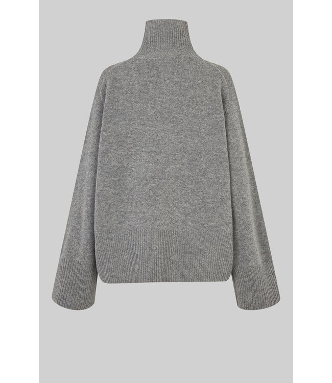Second Female Alpha knit T-neck Mid Grey Melange