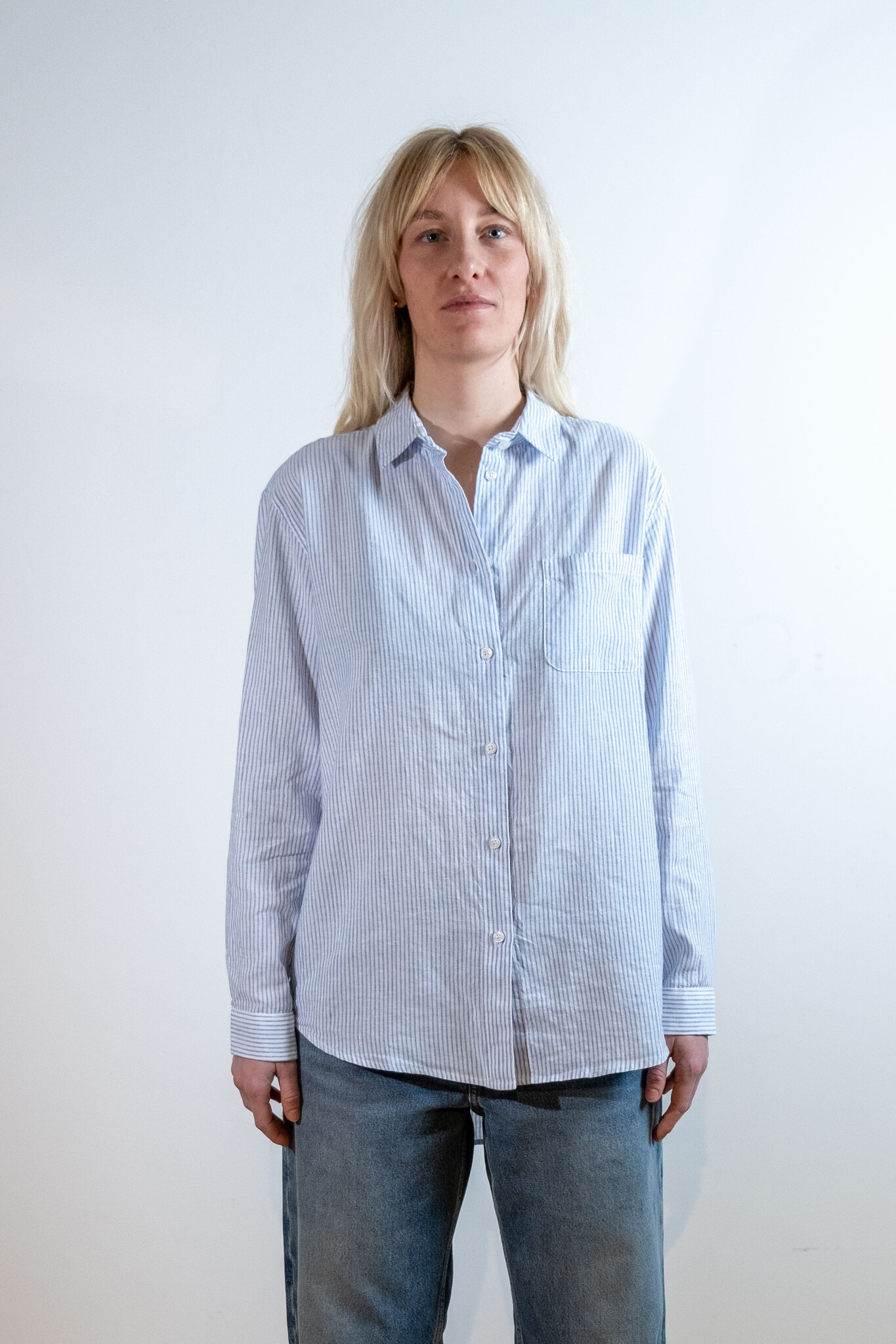 BLUE MORÉ IRIS stripe blouse Blue/White