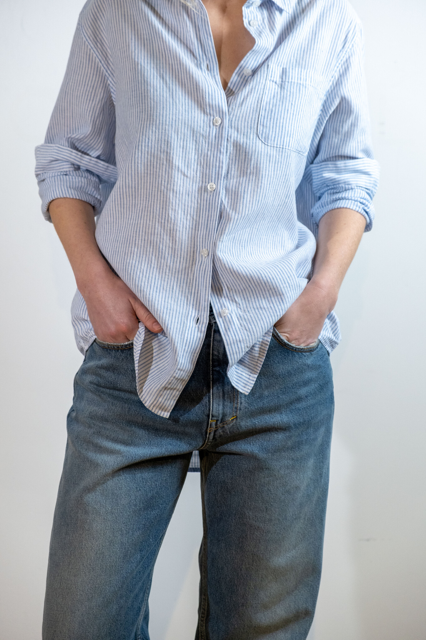 BLUE MORÉ IRIS stripe blouse Blue/White