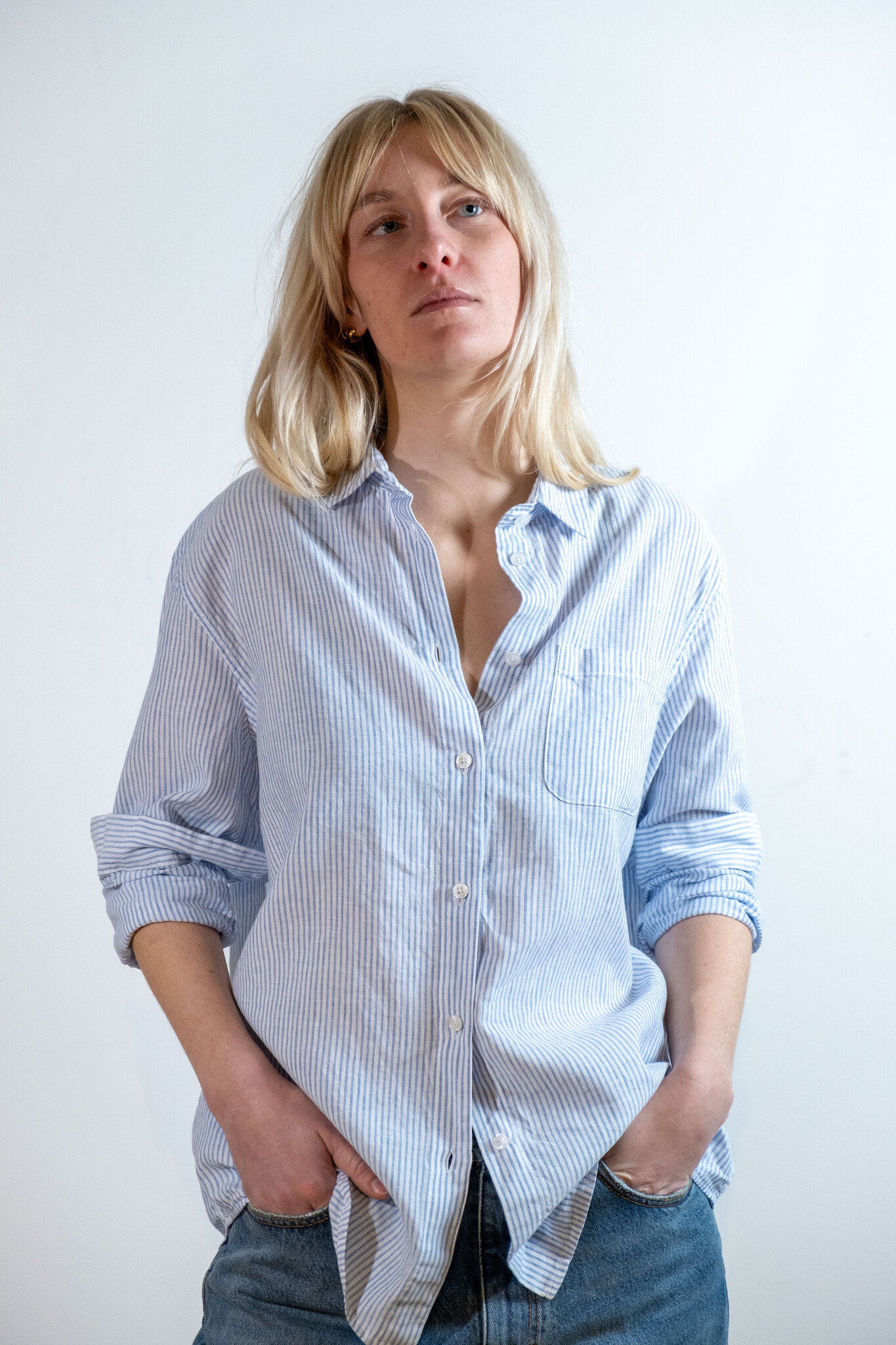 BLUE MORÉ IRIS stripe blouse Blue/White