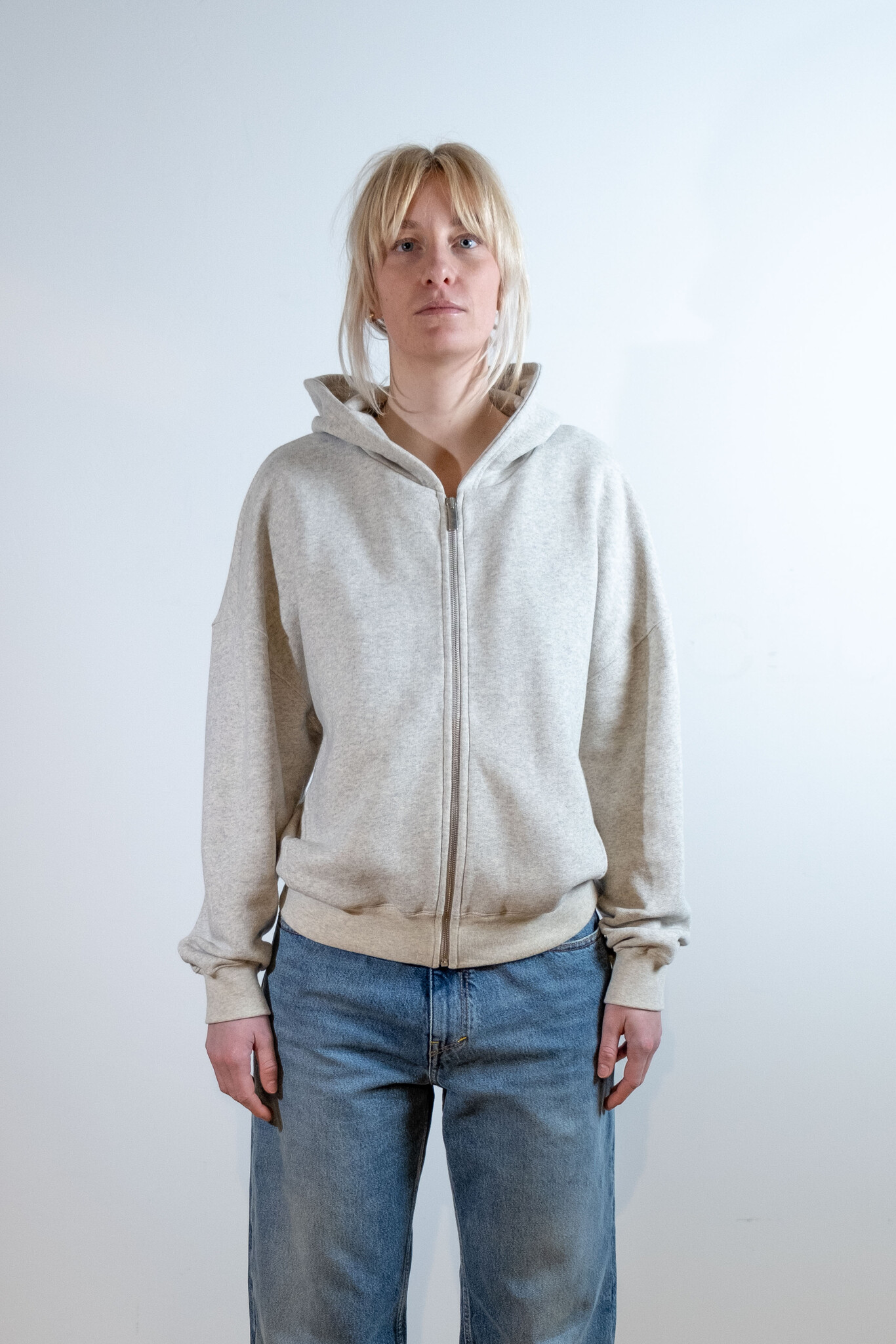 BLUE MORÉ MAUD hooded zip sweater Grey Melange