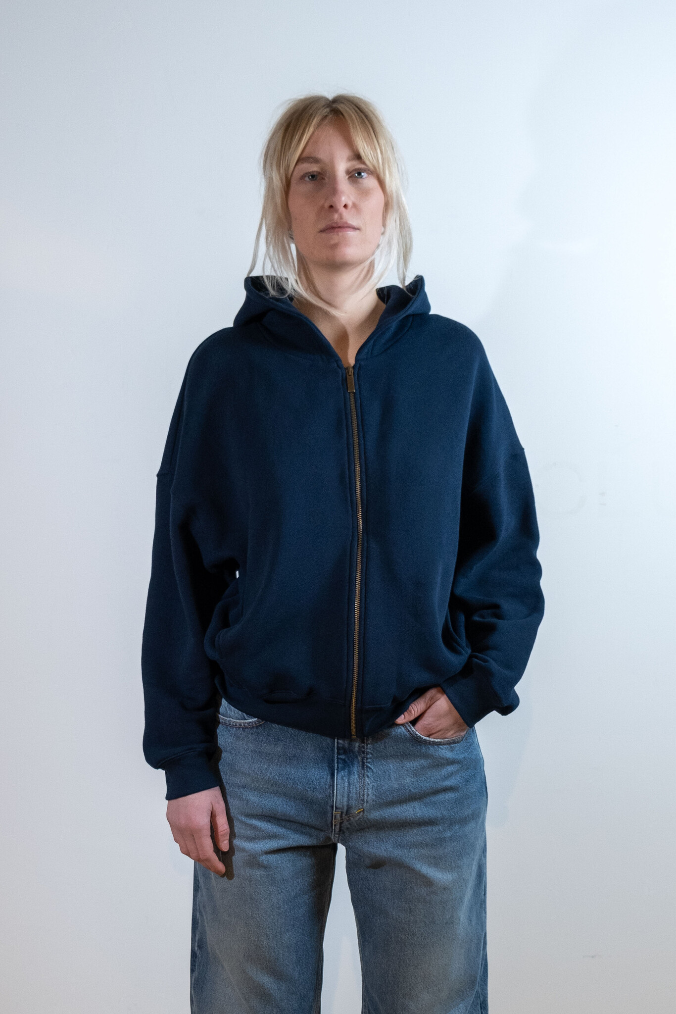 BLUE MORÉ MAUD hooded zip sweater Navy