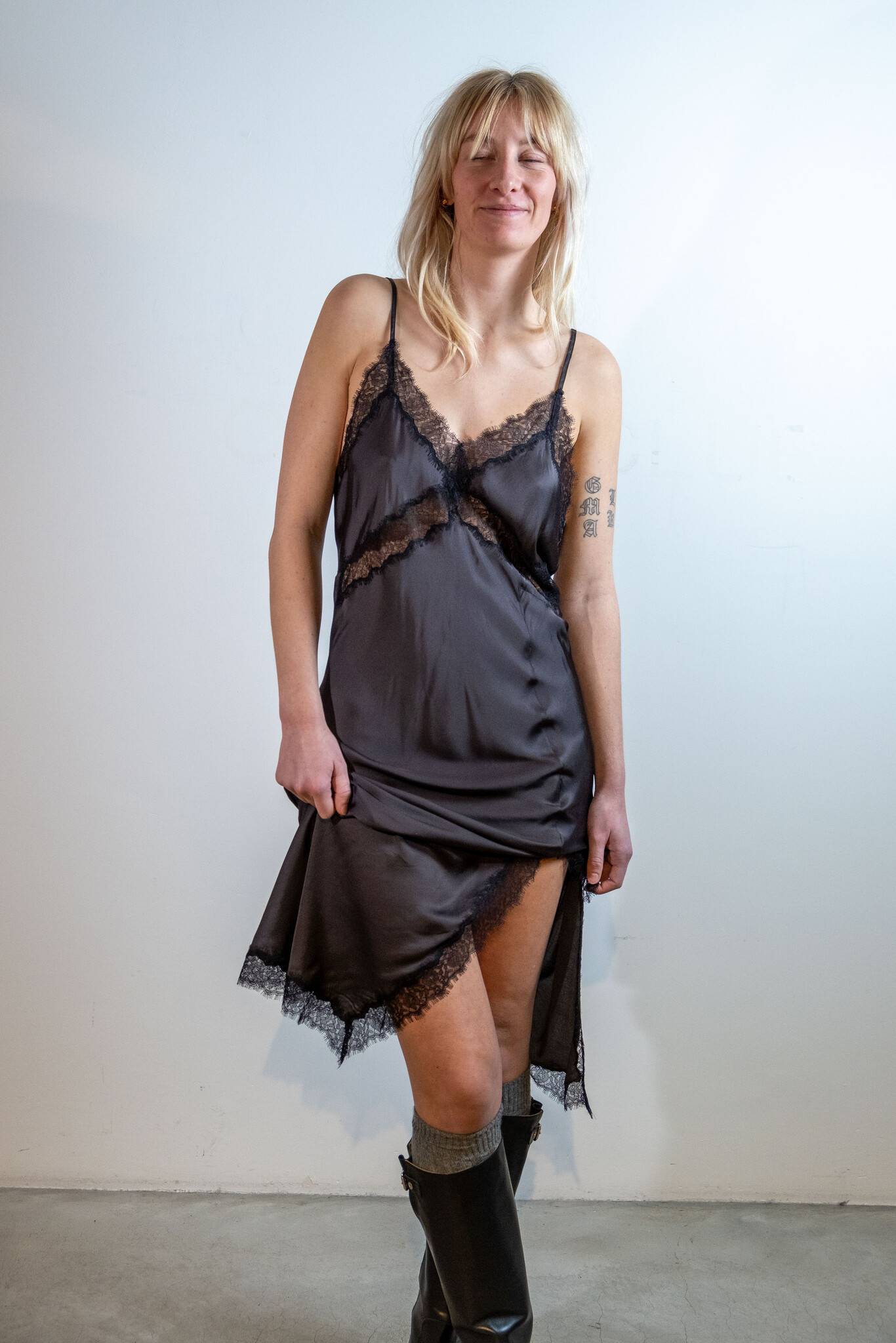 BLUE MORÉ Tijmen slip dress Dark Grey
