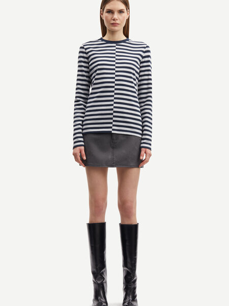 Samsoe Samsoe Saavery Lange mouw T-shirt Salute pearl asymm