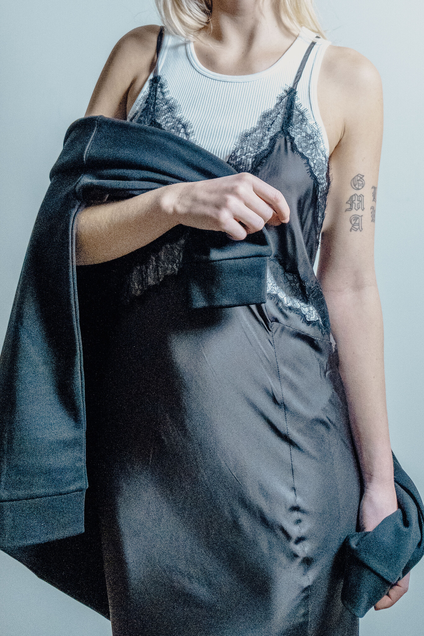 BLUE MORÉ Tijmen slip dress Dark Grey