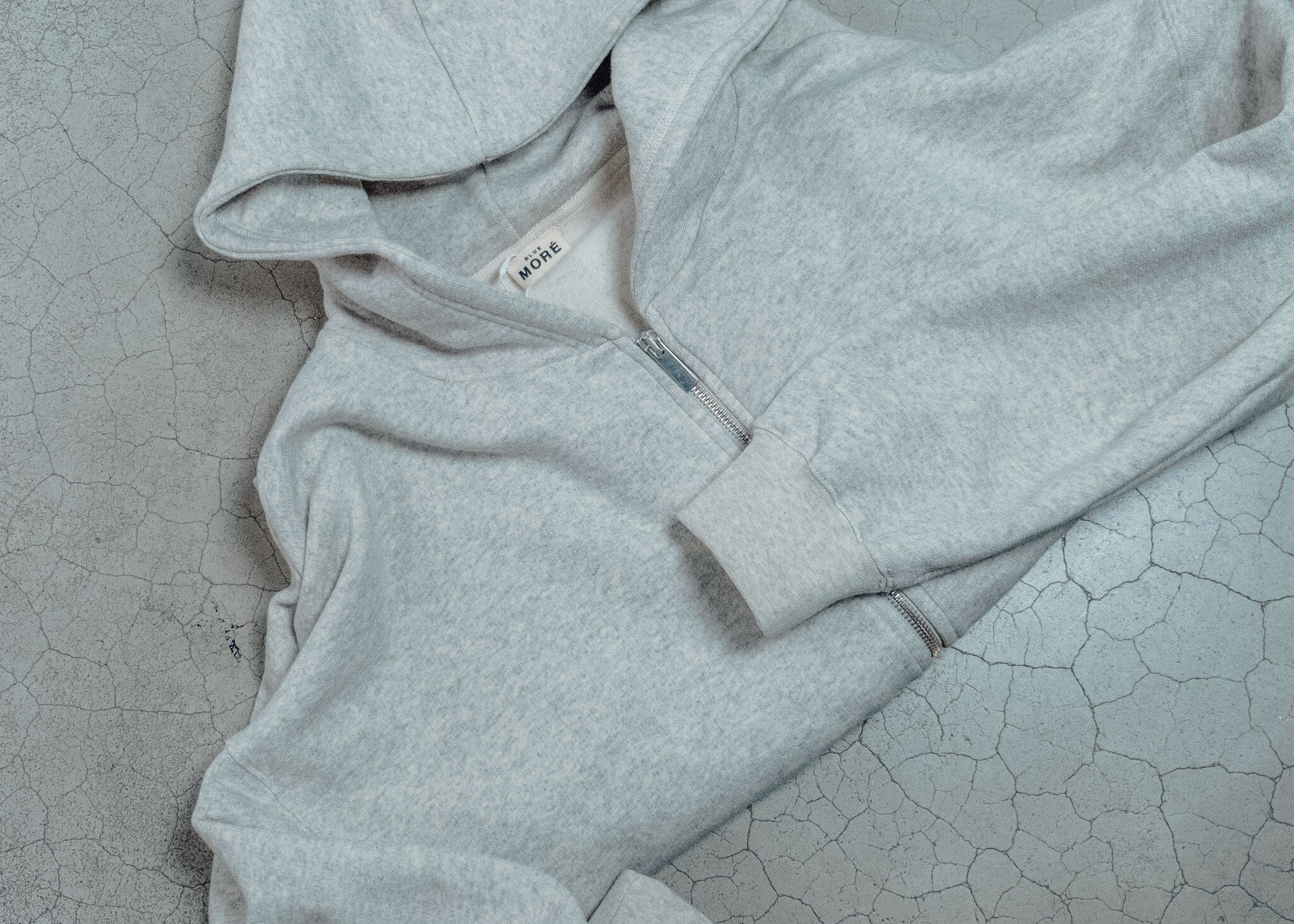 BLUE MORÉ MAUD hooded zip sweater Grey Melange