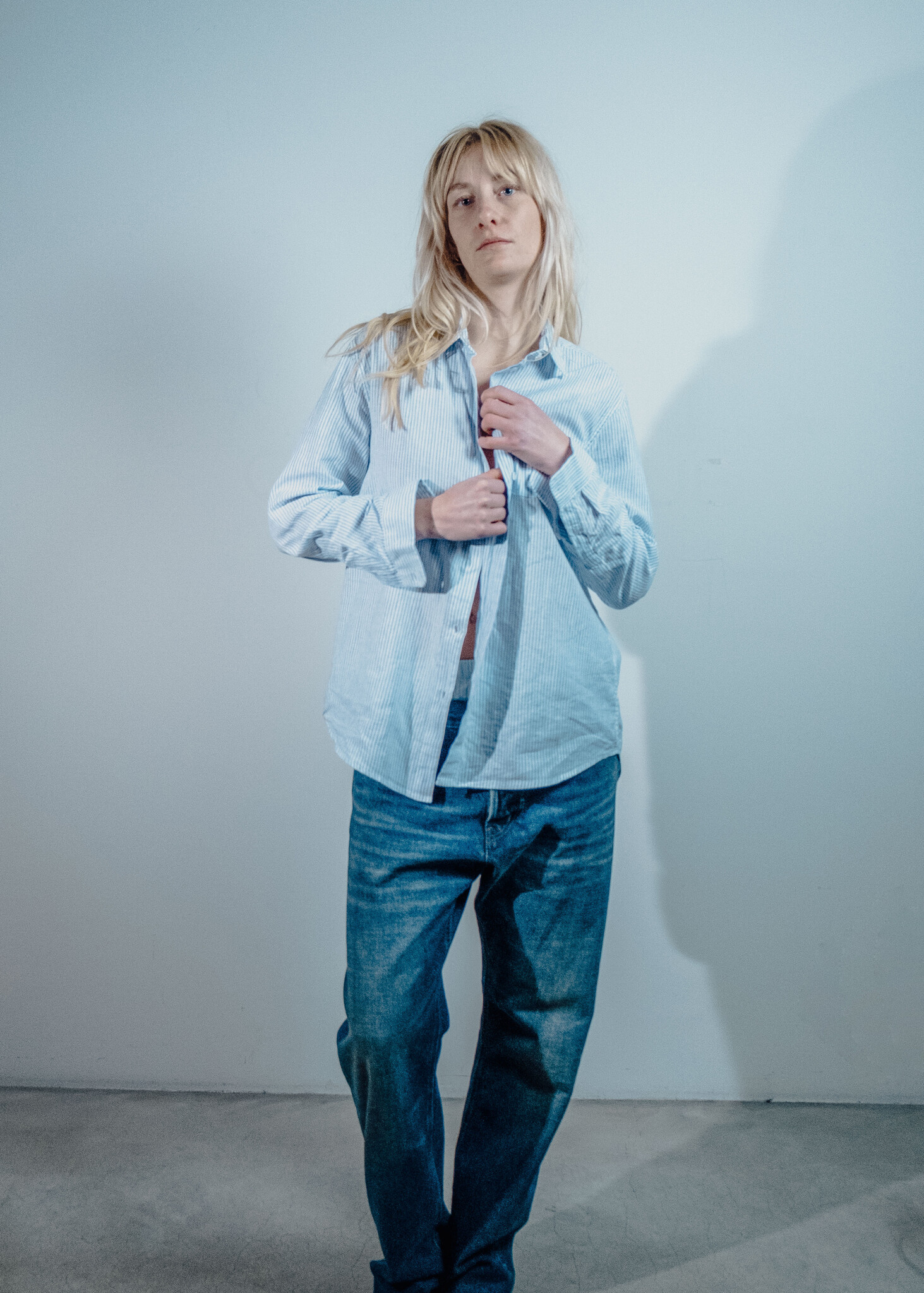 BLUE MORÉ IRIS stripe blouse Blue/White