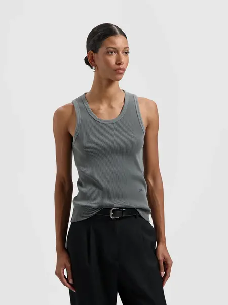 OLAF Retro Logo Ribbed Tank top Charcoal grey