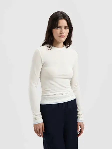 OLAF Retro logo Double layered top Lange mouwen Off white