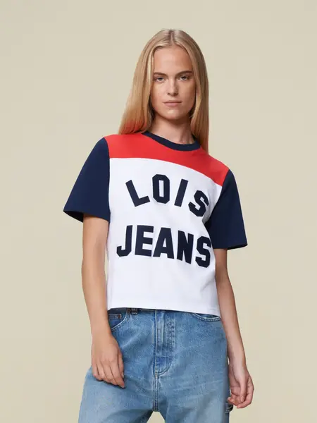 Lois Columbia t-shirt uni tricolor White