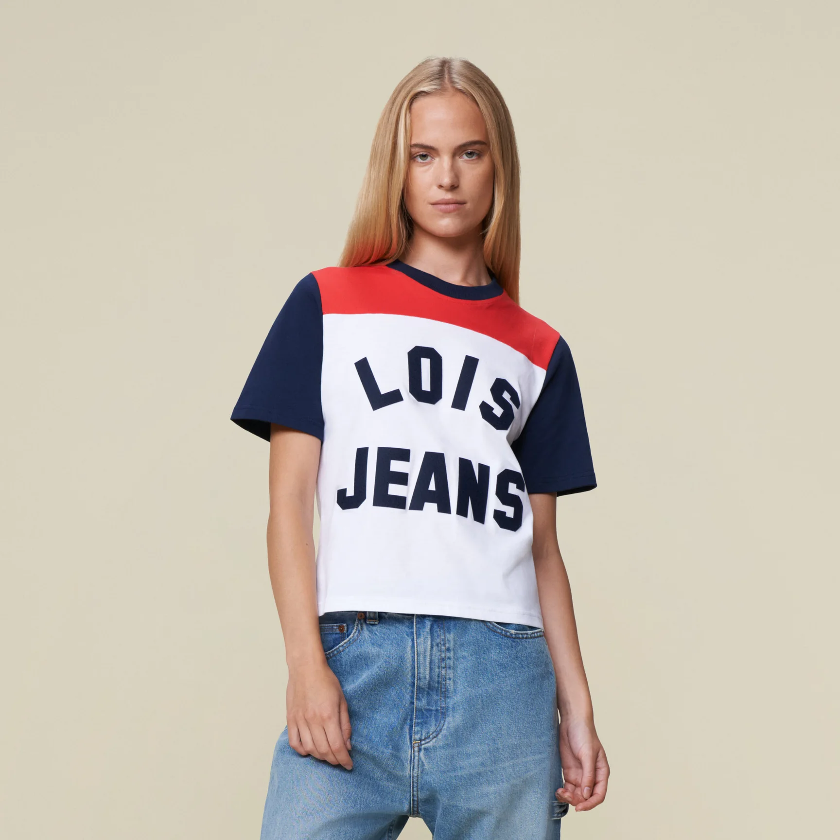 Lois Columbia t-shirt uni tricolor White