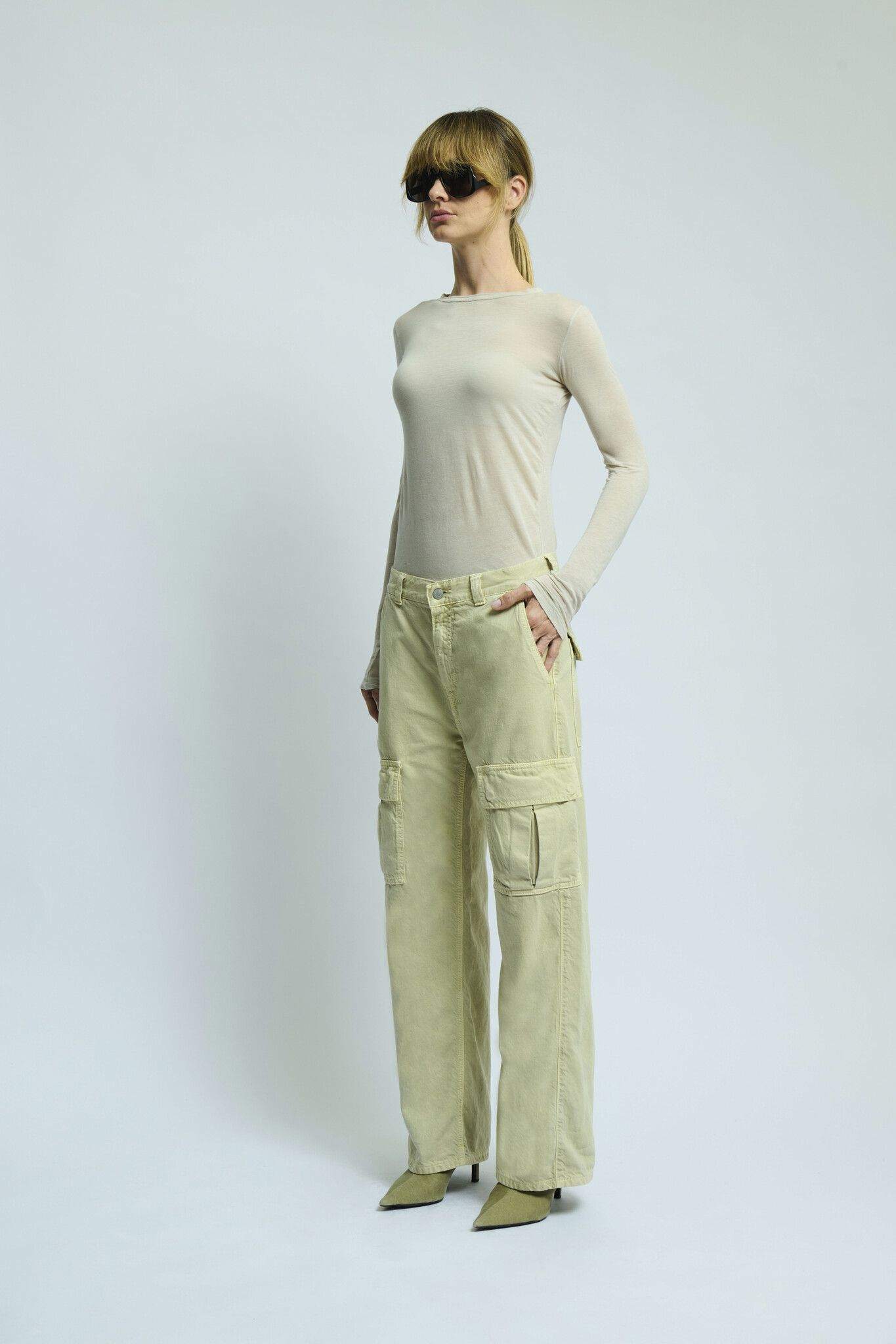Haikure Charlize twill pants Barley