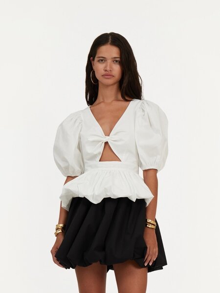 ROTATE Puff sleeve bubble top Bright white