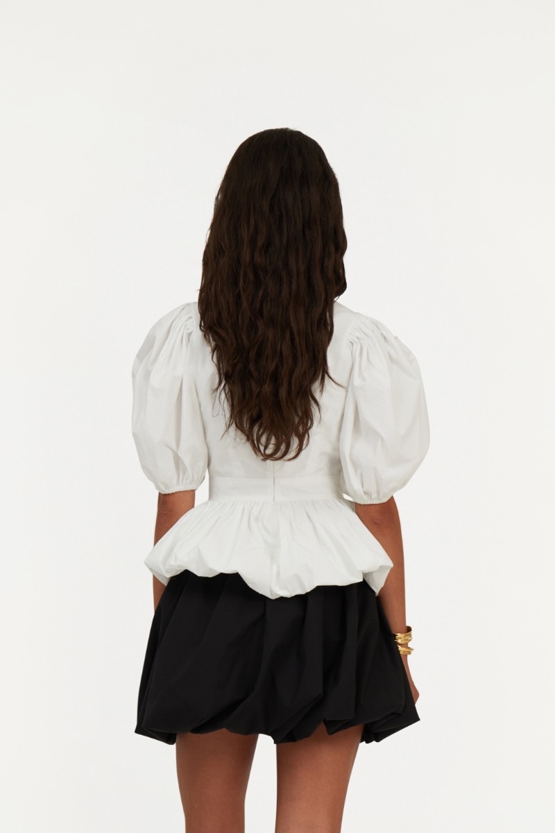 ROTATE Puff sleeve bubble top Bright white