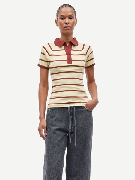 Samsoe Samsoe Saamy ss polo Yellow brick stripe