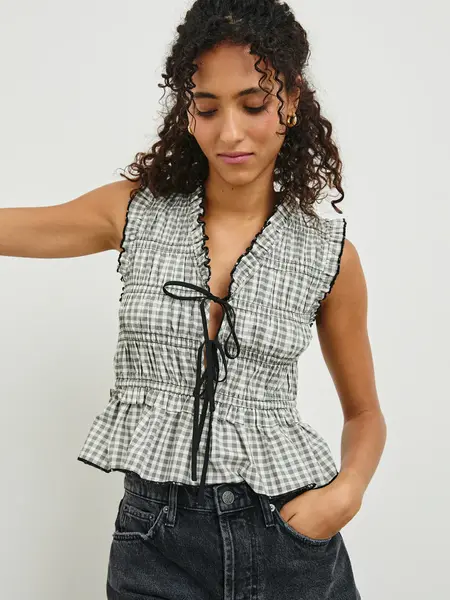 Rails Martine top Ivory jet gingham