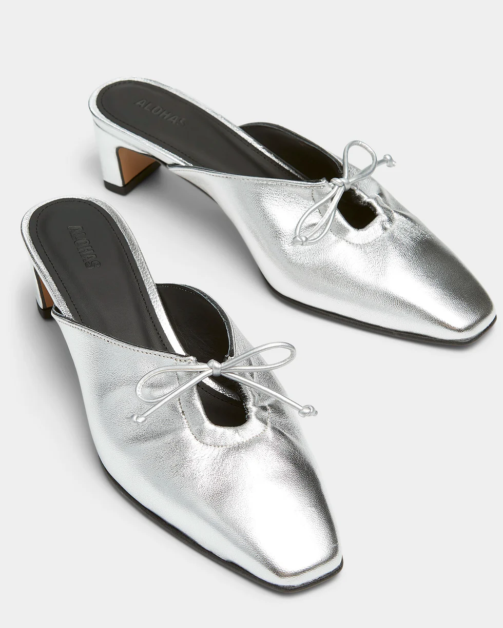 Alohas Amar leather pumps Shimmer silver