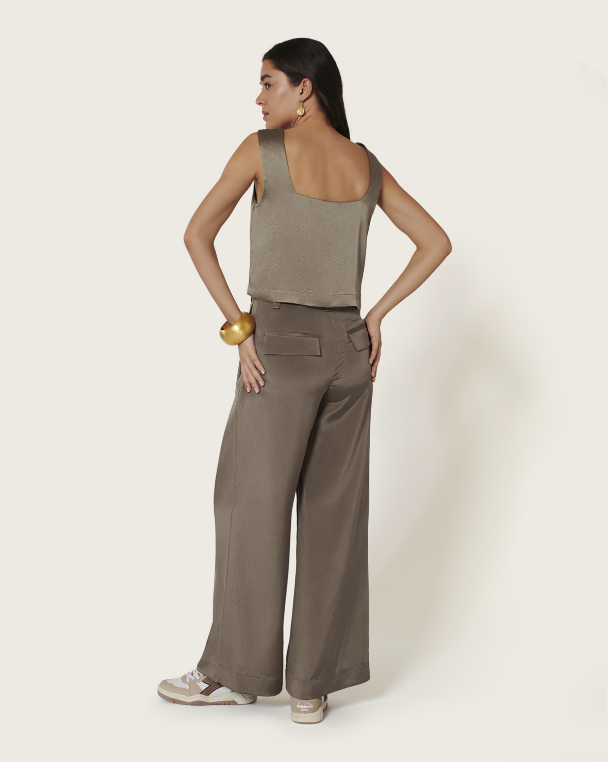 KARMA KOMA Texas silk top Coffee latte