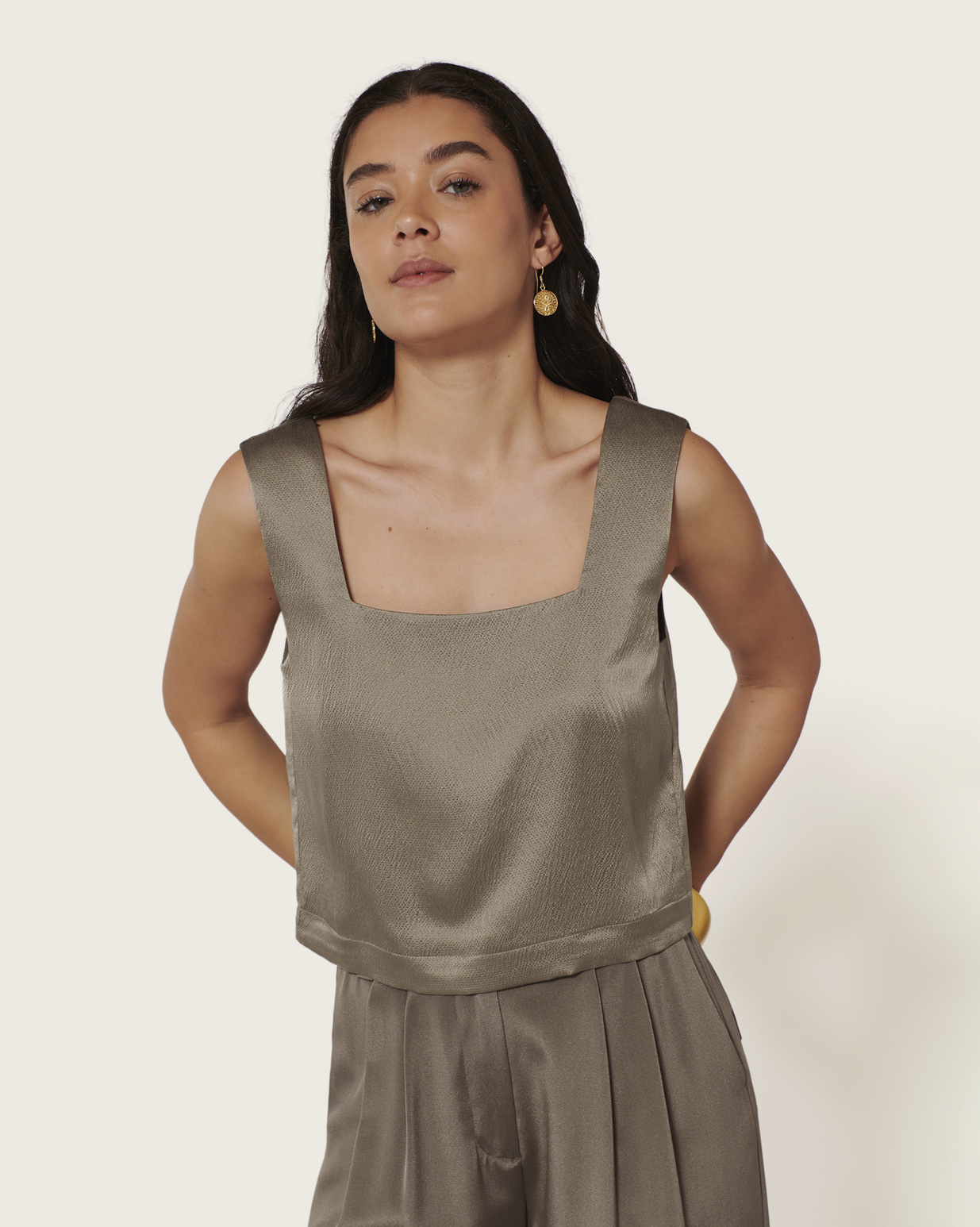 KARMA KOMA Texas silk top Coffee latte