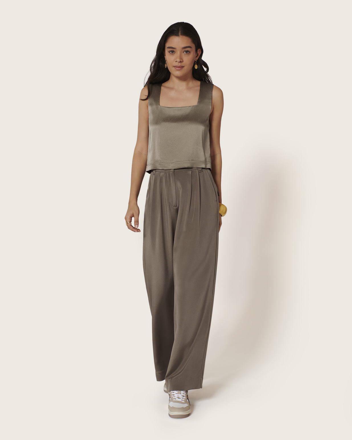 KARMA KOMA Texas silk top Coffee latte