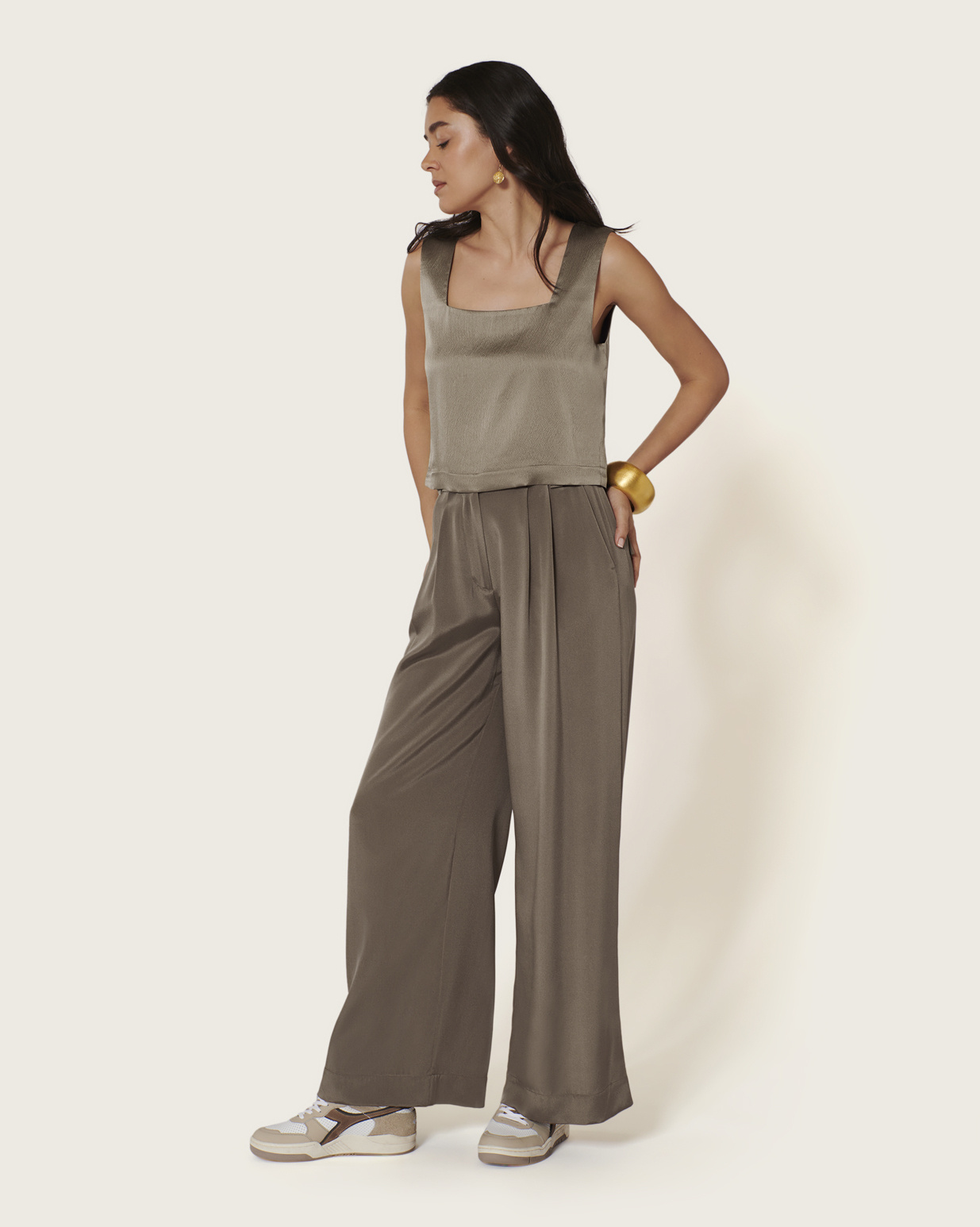 KARMA KOMA Texas silk top Coffee latte