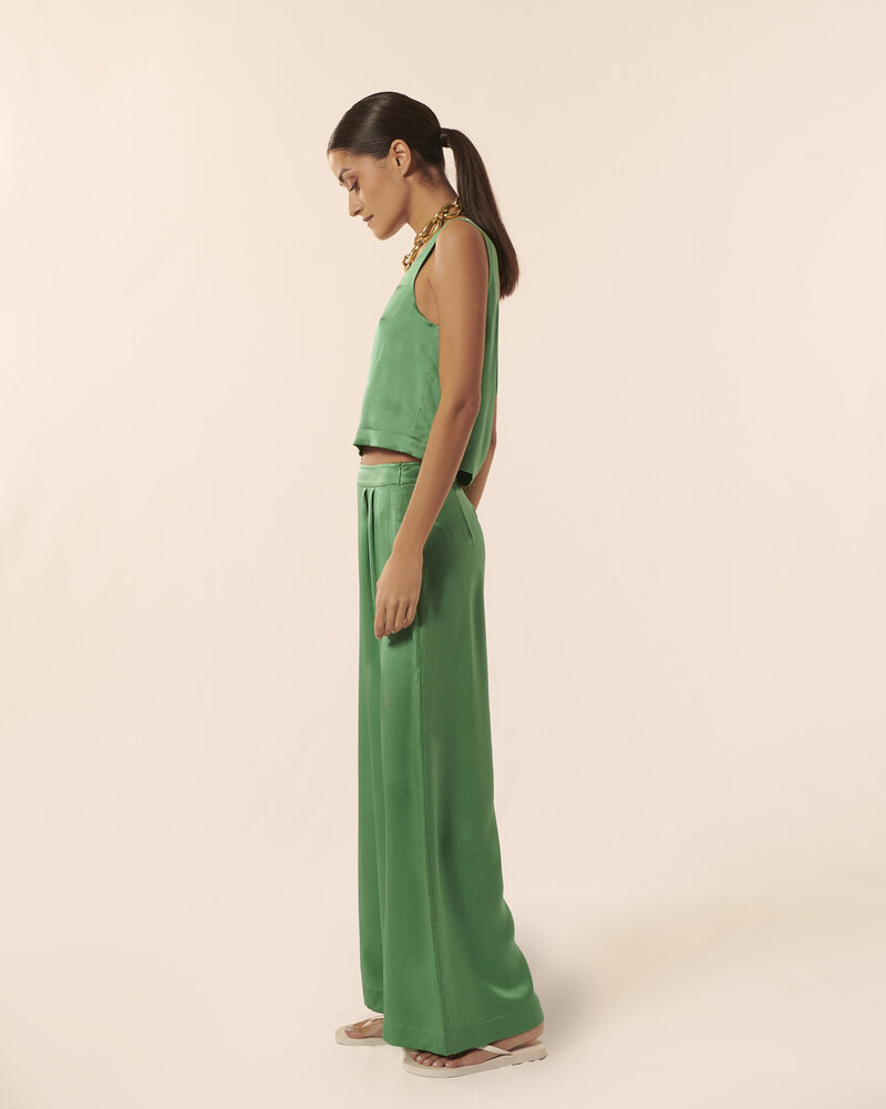 KARMA KOMA Swan  silk long pant Jade