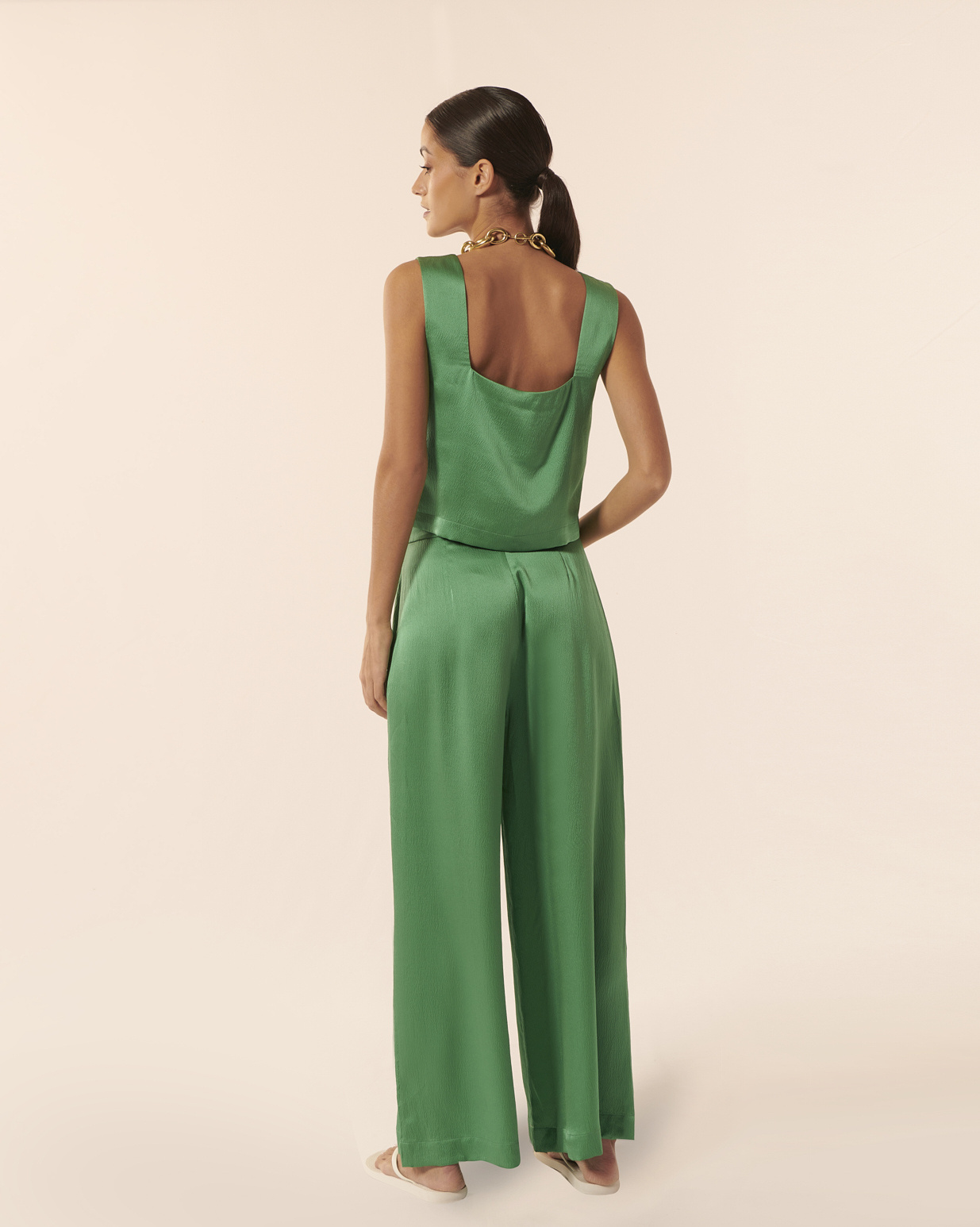 KARMA KOMA Swan  silk long pant Jade