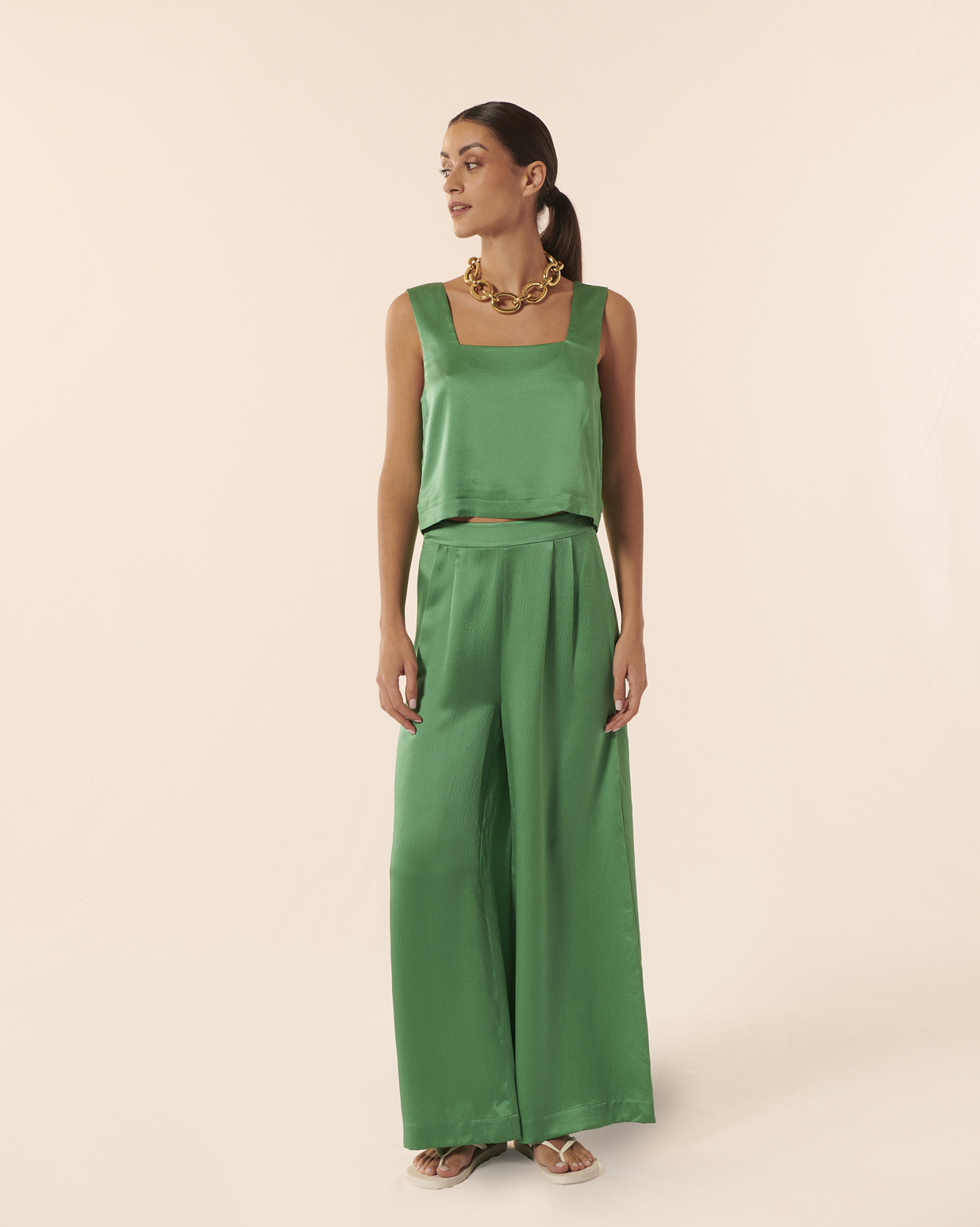 KARMA KOMA Swan  silk long pant Jade