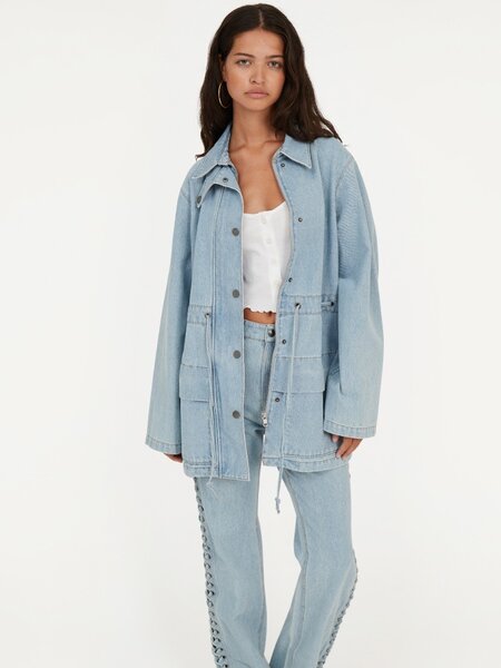ROTATE Laced denim jacket Light blue denim