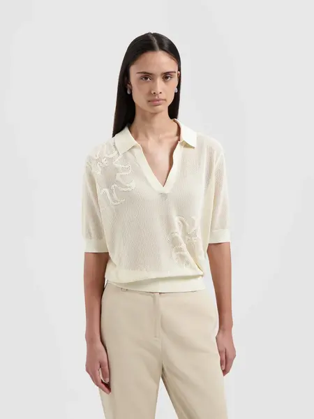 OLAF Sun knitted polo top Buttermilk