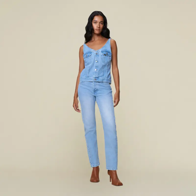 Lois Kenya denim vest / top Vintage bleach