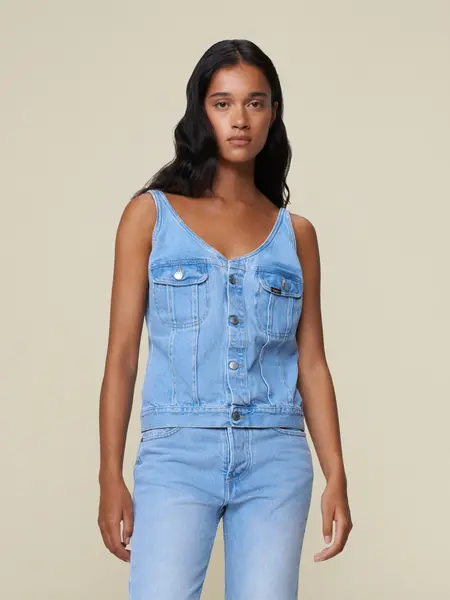 Lois Kenya denim vest / top Vintage bleach