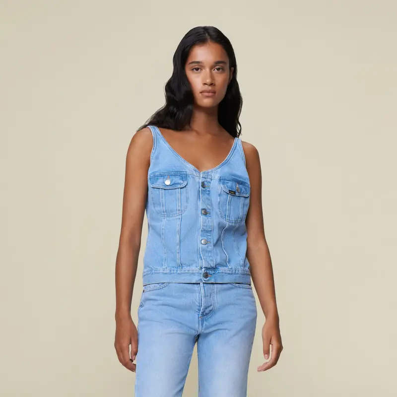 Lois Kenya denim vest / top Vintage bleach