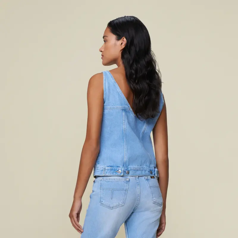 Lois Kenya denim vest / top Vintage bleach
