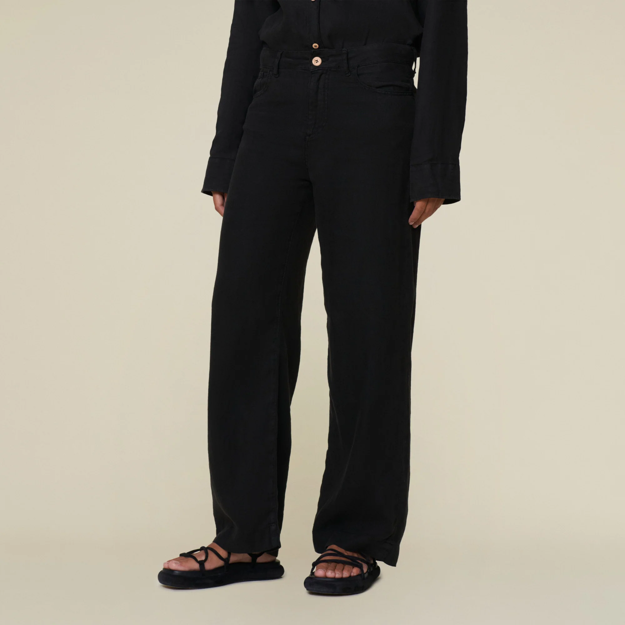 Lois Culotte linen pants Black